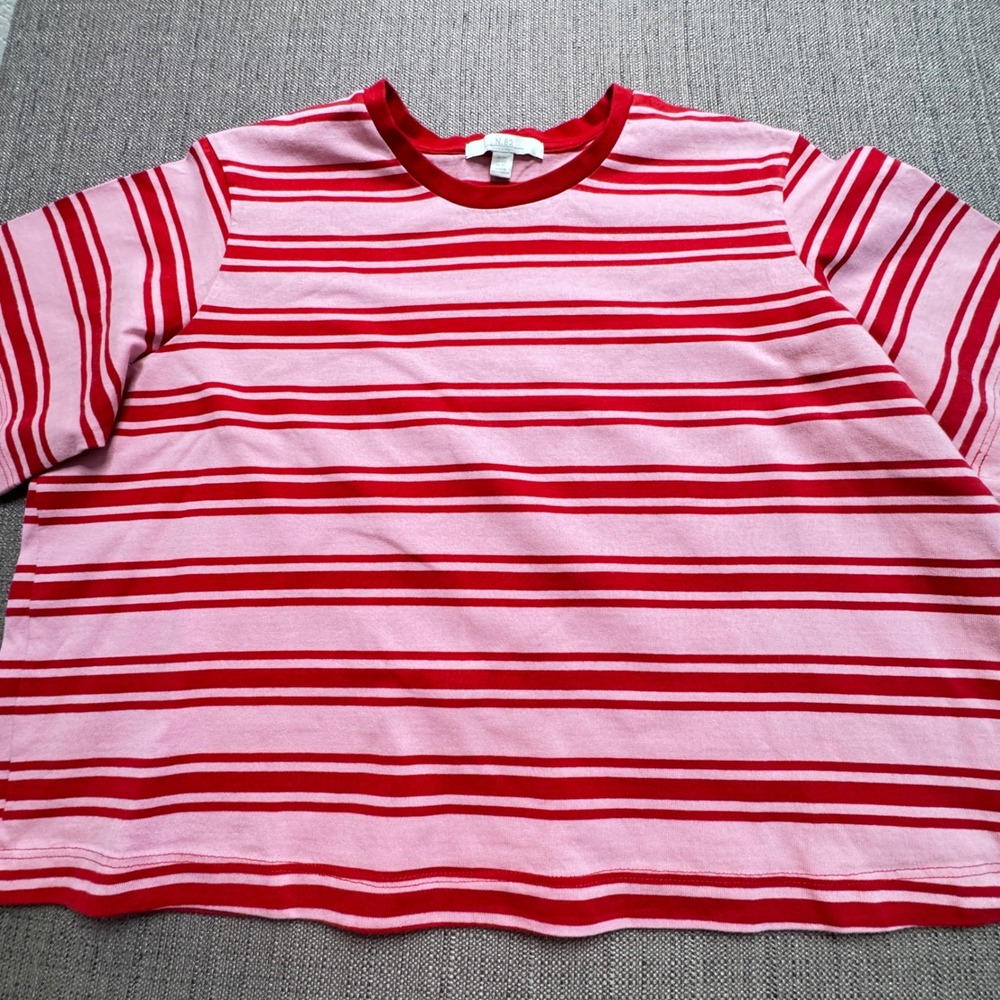 N.82 Next Pink Red Striped Cotton T-Shirt Womens US 18 AD3-856-201
